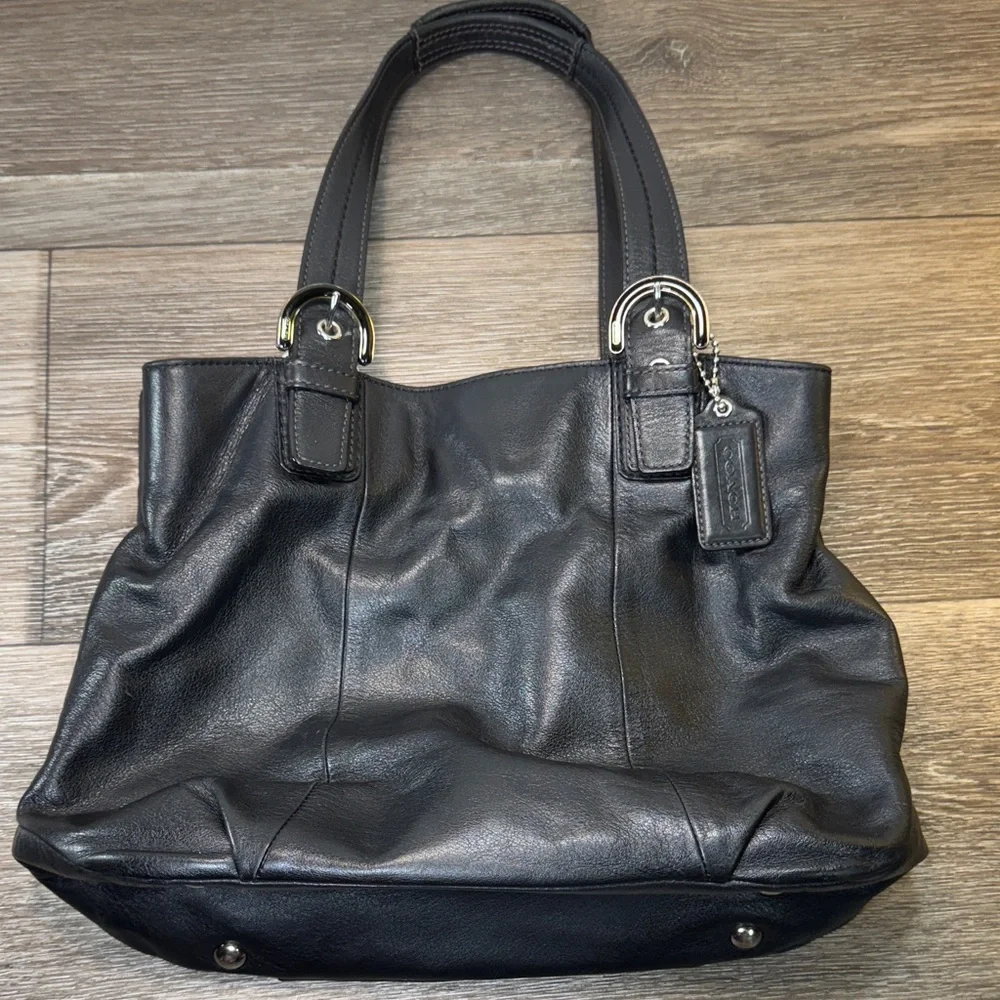 Coach Black Leather Tote Bag